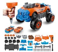 Pup Go Voiture Amovible 3 en 1 pour Enfants de 3 4 5 6 7, 43 pièces avec perceuse Électrique, Jouet de Construction, Camion construisez Votre Propre Voiture avec des Outils, Idéal idee Cadeau(Orange)