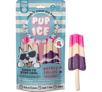 Pup Ice Friandises Glacées pour Chien à Congeler - Sucettes Fruitées Rafraîchissantes - Friandise à Mâcher Ferme sans Coulure - Enrichie en Calcium et Prébiotiques - Idéal Été et Chaleur 90g
