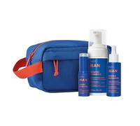 Pupa Kit pour Homme Mousse Nettoyante Visage et Barbe 100ml Sérum Hydratant à l'Acide Hyaluronique Anti-pollution 30ml Bâton Rafraîchissant - Avec Sac Cadeau pour