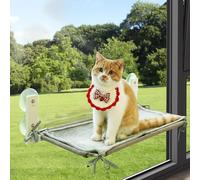 Pupagree Hamac de fenêtre pour chat sans désordre avec matériau de qualité supérieure et housse en flanelle gratuite, perchoir de fenêtre pour chat robuste avec grandes ventouses, cadre plus épais et