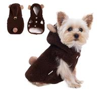 PupCorner Sweat à capuche d'hiver double polaire pour petit chien, mignon et chaud sans manches avec boucle pour tasse de thé, chihuahua, yorkshire, manteau pour chiens et chats de petite et moyenne