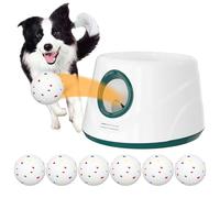 PUPIHOM Lanceur de balle automatique, jouet interactif à rapporter pour chiens de petite et moyenne taille, réglable, 6 à 12 m, lanceur de tennis rechargeable pour intérieur et extérieur, exercice