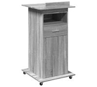 Pupitre avec Rebord, 55x55x107 cm, Bois D'ingénierie | Plateau Inclinable, 1 Tiroir, 2 Compartiments, Roulettes Verrouillables, Pour Discours Et Présentations