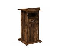 vidaXL Pupitre et Roues et tiroir chêne fumé Bois d'ingénierie, Tribune, Tribune d'orateur, lutrin, Plate-Forme, Podium, Bureau Debout