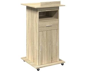 Pupitre avec roulettes Et Tiroir Dub Sonoma 55x55x107 Cm | Bois d'ingénierie stable, plateau inclinable, rebord pratique, rangement tiroir et compartiments, roulettes verrouillables