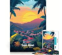 Pupitre de 1000 pièces représentant Le Coucher de Soleil à San José Costa Rica pour Adultes et Adolescents À Construire Lentement à apprécier Découpe précise Pièce de Collection Artistique (50x75cm)
