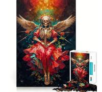 Pupitre de 1000 pièces Santisima Muerte en Robe Rouge pour Adultes, Jouet Intelligent et Amusant, Bords Lisses, pour Les fêtes (38x26cm)
