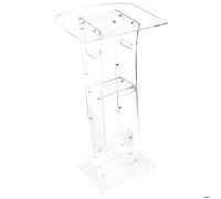VEVOR Pupitre de Conférence 109 cm, Podium sur Pied en Acrylique, Lutrin pour Présentation avec Large Surface de Lecture, Butoir de Livre et Étagère de Rangement, pour Bureau École Mariage Concert