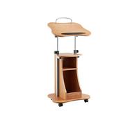 Pupitre de Conférence Bois 110cm Hauteur Angle Réglables Avec Roues Verrouillables