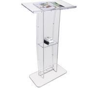 Pupitre de Conférence - VEVOR - 685 x 330 x 1198mm,Présentoir acrylique,avec étagère de rangement et Bureau inclinable,Transparent