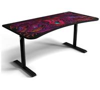 Arozzi Arena Bureau Gaming incurvé Ultra Large avec Tapis sur Toute la Surface, Support de Moniteur avec découpes et Filet de Gestion des câbles - [Crawling Chaos]