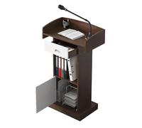 Pupitre de luxe en bois avec tiroirs et rangement ouvert - Idéal pour les hôtels, conférences et événements - Table de présentation élégante pour un usage professionnel