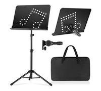 Pupitre de Musique 2 en 1 - Support Partitions et Pupitre de Table Pliable en Métal avec Sac de Transport - Hauteur 80-142cm,