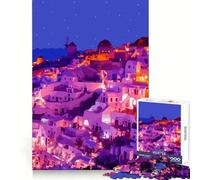 Pupitre de Noël 1000 pièces pour Adultes, Coucher de Soleil à Santorin, Grèce (38x52cm) Stimule l'agilité cérébrale, détente et Loisirs Assemblage sécurisé Cadeau de Noël Chaleureux