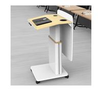 Pupitre de présentation mobile - Pupitre élévateur électrique haut de gamme, bureau d'accueil multifonction, facile à déplacer, design élégant pour une utilisation polyvalente (finition érab