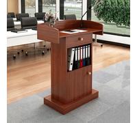 Pupitre de Tribune, pupitre d'église sur Pied,Brown+Door | avec large surface de lecture, armoire de rangement et tiroir, multifonction, pour salle de onférence et événements