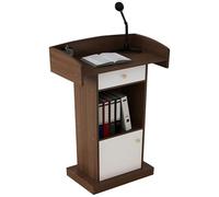 Pupitre Debout, Table De Conférence,Poste De Travail Blanc Avec Support De Rangement,Idéal For Les Discours,Les Mariages,Les Salles De Classe Et Les Conférences(Oak color)