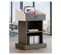 Pupitre d'église multifonction en bois durable avec tiroir gris, idéal pour les événements de culte et la réception, design polyvalent et robuste.