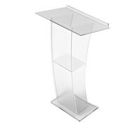 Pupitre en Acrylique Transparent avec étagère de Rangement Chaire d'église avec Large Plate-Forme de Lecture Support de Podium de Stabilité pour église Conférence Mariage Salle De Classe