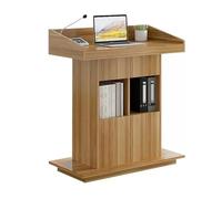 Pupitre en bois naturel avec 2 grands pupitres pour églises, mariages et salles de ssemblage facile, 100 cm avec armoire encastrée