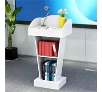 Pupitre en Bois, Podium de Discours, chaire d'église,Blanc,Basic | avec large surface de lecture, armoire de rangement, facile à assembler, pour salle de onférence et événements