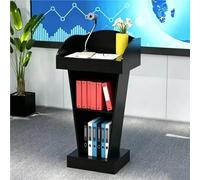 Pupitre en Bois, Podium de Discours, chaire d'église,Noir,Basic | avec large surface de lecture, armoire de rangement, facile à assembler, pour salle de onférence et événements