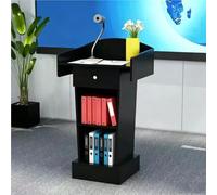 Pupitre en Bois, Podium de Discours, chaire d'église,Noir,with Drawer | avec large surface de lecture, armoire de rangement, facile à assembler, pour salle de onférence et événements