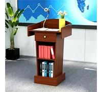 Pupitre en Bois, Podium de Discours, chaire d'église,Teak,with Drawer | avec large surface de lecture, armoire de rangement, facile à assembler, pour salle de onférence et événements