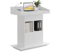 Pupitre en Bois Pupitres sur Pied Pupitre D'église for Enseignants avec Trous for Câbles Et Rangement for Le Travail De Bureau Debout Ou for Faire des Présentations(White,80cm)