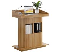 Pupitre en Bois Pupitres sur Pied Pupitre D'église for Enseignants avec Trous for Câbles Et Rangement for Le Travail De Bureau Debout Ou for Faire des Présentations(Walnut,80cm)