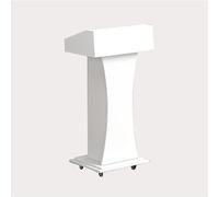 Pupitre ergonomique portable avec 4 roues verrouillables et armoire de rangement Table de conférence en bois pour église, salle de classe, bureau, design élégant blanc