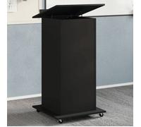 Pupitre et roues et tiroir noir 55x55x107 cm bois d ingénierie