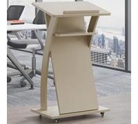 Pupitre mobile avec roulettes, construction en bois massif, portable pour discours et conférences