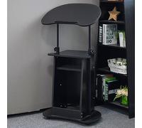 Pupitre mobile réglable en hauteur pour église et salle de classe, pupitre de présentation portable avec meuble de rangement incliné au sol - Noir