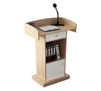 Pupitre moderne en bois avec tiroir de 122 cm de haut, pupitre d'église, podium polyvalent pour différents environnements, design élégant pour événements et cultes