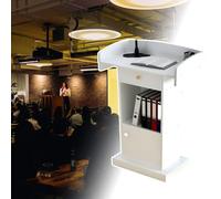 Pupitre moderne et minimaliste - Table de présentation élégante en chêne foncé avec butée de bord pour l'enseignement et les événements de prise de parole en public - Design au sol