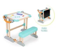 Smoby - Bureau Modulo Space - Transformable en Tableau Double Face - Bois et Plastique - Pliable et Compact - 80 Accessoires Inclus - pour Enfant Dès 3 ans - 420301, Bleu