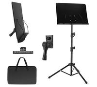 Pupitre Musique Pliable 2 en 1, Hauteur Réglable 78,5-145CM, Support Partition de Musique avec Sac de Transport Pince à Partition