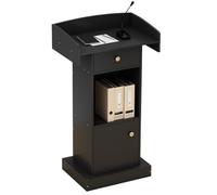 Pupitre noir robuste avec tiroir de rangement - Support professionnel pour enseignants, conférences et églises - Idéal pour les présentations et les discours