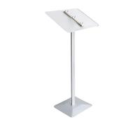 Pupitre Parlant sur Pied en Acrylique avec Corps Et Base en Fer, Pupitre De Conférence Moderne, Angle De 30 À 90 ° Réglable for Église Et École(Silver)
