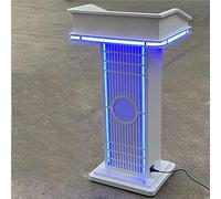 Pupitre portable en acier avec éclairage intégré - Pupitre de 112 cm de hauteur pour églises, écoles et bureaux, logo personnalisé, armoire de rangement sous le pupitre, élégante finition br