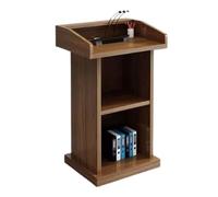 Pupitre portable en bois avec 2 compartiments de rangement - Table de conférence moderne pour ordinateur portable pour présentations, discours et événements