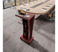 Pupitre Portable En Bois Avec Roulettes Verrouillables Et Espace De Rangement, Adapté Aux Chaires Debout Dans Les Églises, Les Bureaux, Les Écoles Et Les Restaurants(Red,With wheels)