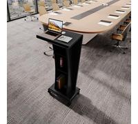 Pupitre Portable En Bois Avec Roulettes Verrouillables Et Espace De Rangement, Adapté Aux Chaires Debout Dans Les Églises, Les Bureaux, Les Écoles Et Les Restaurants(Black,With wheels)
