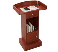 Pupitre portable pour haut-parleurs, bureau de réception, pupitre d'église avec étagère de rangement et tiroir en bois pour réunions, discours, conférences, auditorium (rouge)