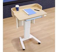 Pupitre portable réglable avec tiroir et roulettes verrouillables, station de travail mobile réglable en hauteur pour églises, salles de classe, mariages et discours