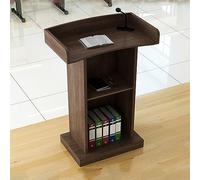 Pupitre réglable marron pour église avec détails verrouillables et plaque déflectrice - Support d'enseignement en T pour salles de oncerts et services de culte