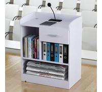 Pupitre Roulant Portable avec roulettes pour Discours, Offices Religieux et Accueil de Clients, Comprenant Un Microphone et Un pupitre.