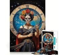 Pupitre Santísima Muerte 1000 pièces pour Adultes Puzzle Stimulant la mémoire et la détente Idée Cadeau de Noël (38x52cm)