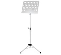 Pupitre D'Orchestre En Métal Classic Cantabile Tôle Perforée - Pupitre Stable Avec Plateau En Tôle Perforée - Hauteur Réglable De 58 À 100 cm - Pupitre Avec Large Plateau De 50 cm - Blanc